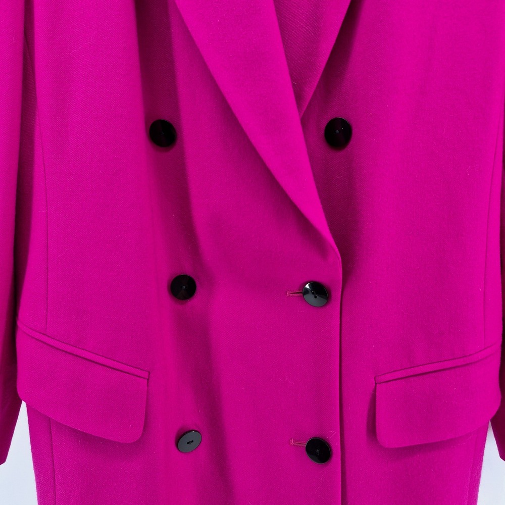 Vtg Classiques Entier Womens Pink Double Breasted Wool Blazer Oversized Size‎ XL - Picture 4 of 13